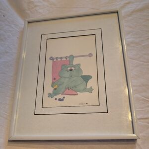 2/20$ Playful Green Watercolor Bathroom Cat Wall Art